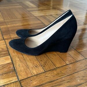 J.Crew Italy Martina Suede Wedge Black Size 6.5